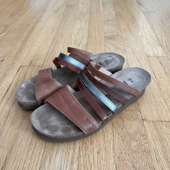 Naot Peyton Strappy Multicolor Leather Wedge Slide Sandals Women's EU Size 40 - Picture 1 of 9